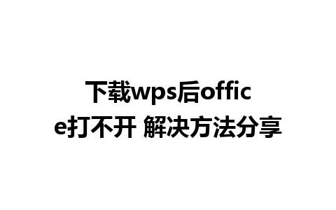 下载wps后office打不开 解决方法分享