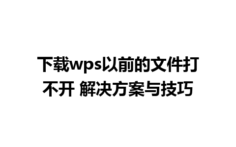 下载wps以前的文件打不开 解决方案与技巧