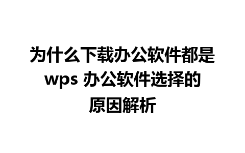 为什么下载办公软件都是wps 办公软件选择的原因解析