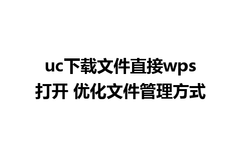 uc下载文件直接wps打开 优化文件管理方式