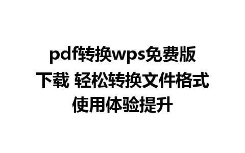 pdf转换wps免费版下载 轻松转换文件格式使用体验提升