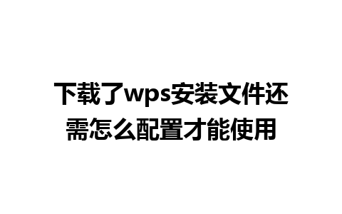 下载了wps安装文件还需怎么配置才能使用