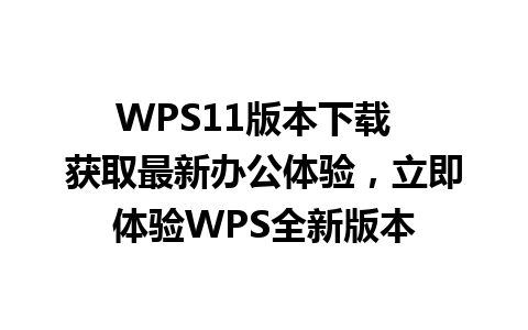 WPS11版本下载  获取最新办公体验，立即体验WPS全新版本