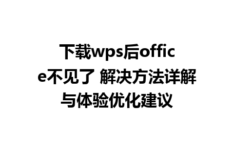 下载wps后office不见了 解决方法详解与体验优化建议