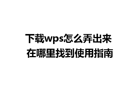 下载wps怎么弄出来 在哪里找到使用指南