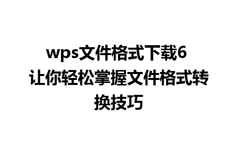 wps文件格式下载6 让你轻松掌握文件格式转换技巧