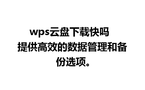 wps云盘下载快吗  提供高效的数据管理和备份选项。