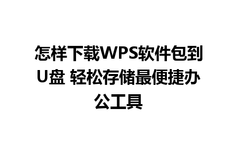 怎样下载WPS软件包到U盘 轻松存储最便捷办公工具