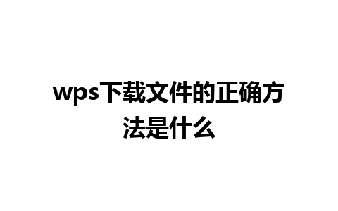 wps下载文件的正确方法是什么