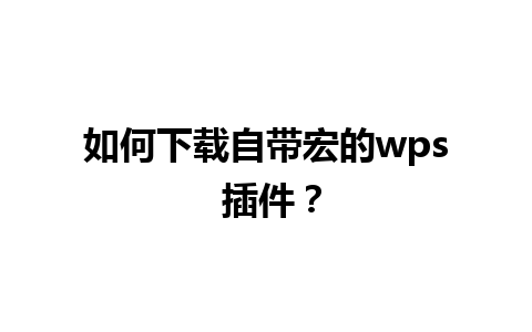 如何下载自带宏的wps 插件？