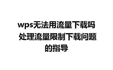 wps无法用流量下载吗 处理流量限制下载问题的指导