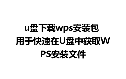 u盘下载wps安装包 用于快速在U盘中获取WPS安装文件