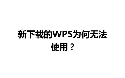 新下载的WPS为何无法使用？