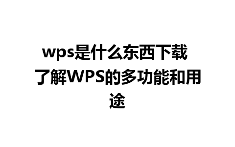 wps是什么东西下载 了解WPS的多功能和用途