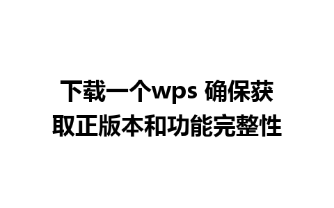 下载一个wps 确保获取正版本和功能完整性