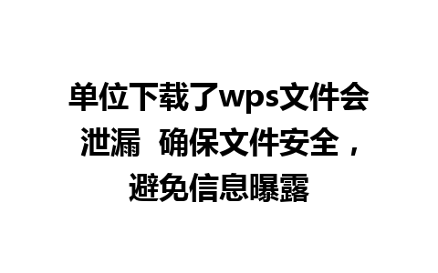 单位下载了wps文件会泄漏  确保文件安全，避免信息曝露