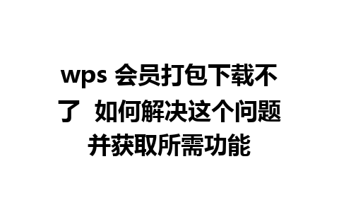 wps 会员打包下载不了  如何解决这个问题并获取所需功能