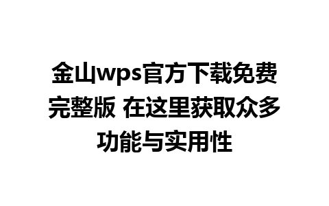 金山wps官方下载免费完整版 在这里获取众多功能与实用性