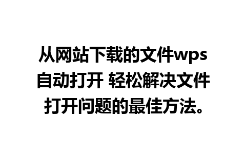 从网站下载的文件wps自动打开 轻松解决文件打开问题的最佳方法。