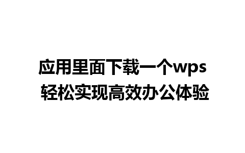 应用里面下载一个wps 轻松实现高效办公体验