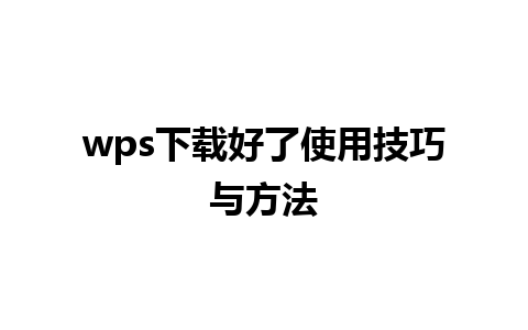 wps下载好了使用技巧与方法