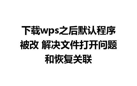 下载wps之后默认程序被改 解决文件打开问题和恢复关联