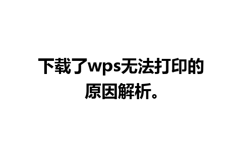 下载了wps无法打印的原因解析。