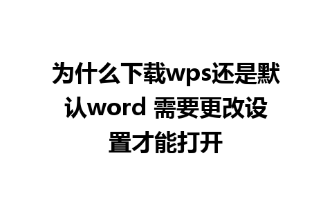 为什么下载wps还是默认word 需要更改设置才能打开