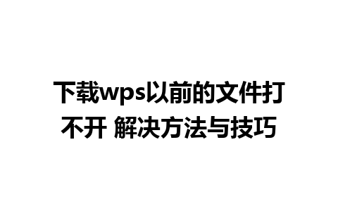 下载wps以前的文件打不开 解决方法与技巧