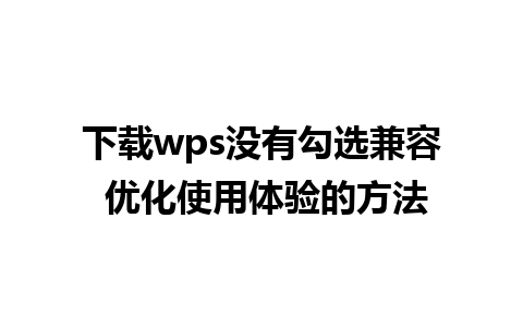 下载wps没有勾选兼容 优化使用体验的方法