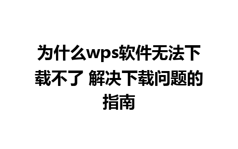 为什么wps软件无法下载不了 解决下载问题的指南