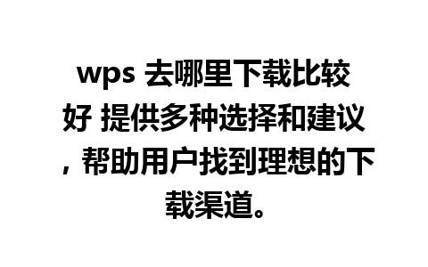 wps 去哪里下载比较好 提供多种选择和建议，帮助用户找到理想的下载渠道。