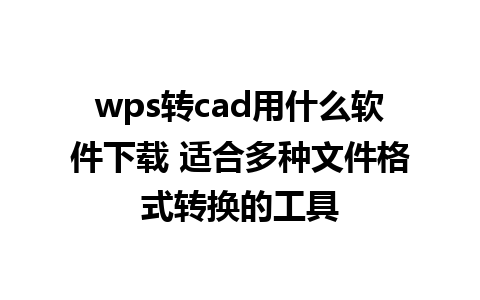 wps转cad用什么软件下载 适合多种文件格式转换的工具