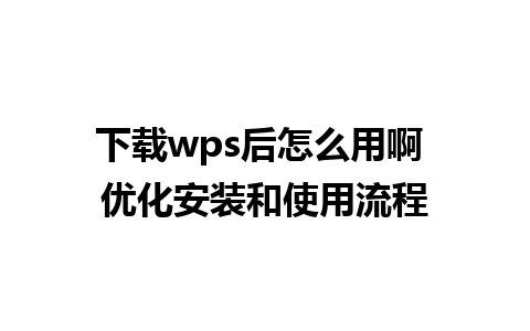 下载wps后怎么用啊 优化安装和使用流程