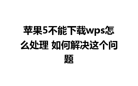 苹果5不能下载wps怎么处理 如何解决这个问题