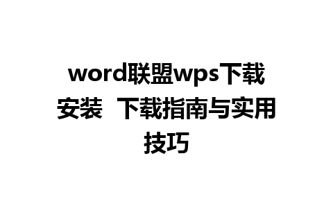 word联盟wps下载安装  下载指南与实用技巧