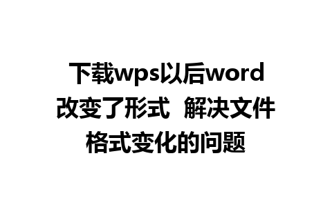 下载wps以后word改变了形式  解决文件格式变化的问题