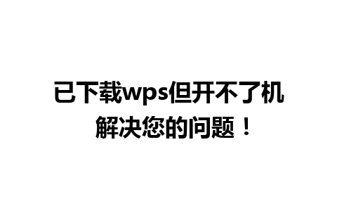 已下载wps但开不了机 解决您的问题！