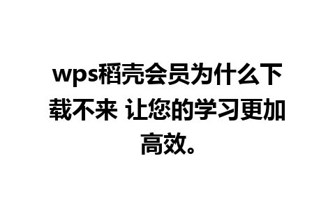 wps稻壳会员为什么下载不来 让您的学习更加高效。