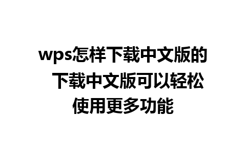 wps怎样下载中文版的  下载中文版可以轻松使用更多功能