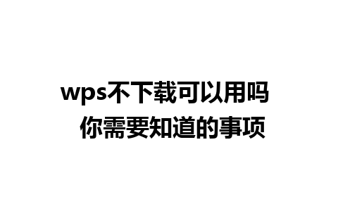 wps不下载可以用吗  你需要知道的事项