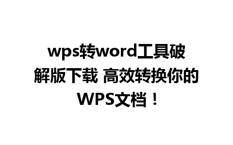 wps转word工具破解版下载 高效转换你的WPS文档！