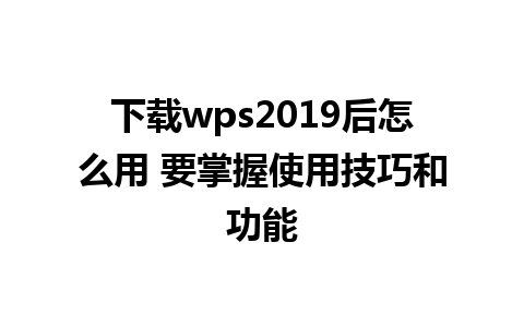 下载wps2019后怎么用 要掌握使用技巧和功能