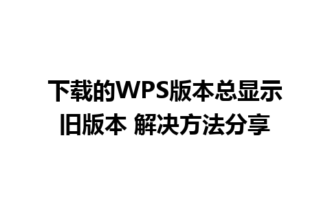 下载的WPS版本总显示旧版本 解决方法分享