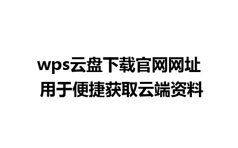 wps云盘下载官网网址 用于便捷获取云端资料