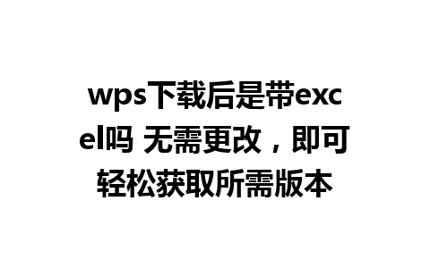 wps下载后是带excel吗 无需更改，即可轻松获取所需版本