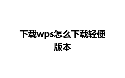 下载wps怎么下载轻便版本