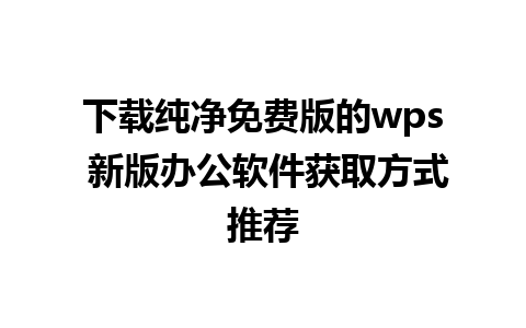 下载纯净免费版的wps 新版办公软件获取方式推荐