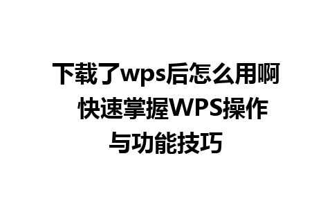 下载了wps后怎么用啊  快速掌握WPS操作与功能技巧