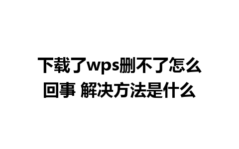 下载了wps删不了怎么回事 解决方法是什么 